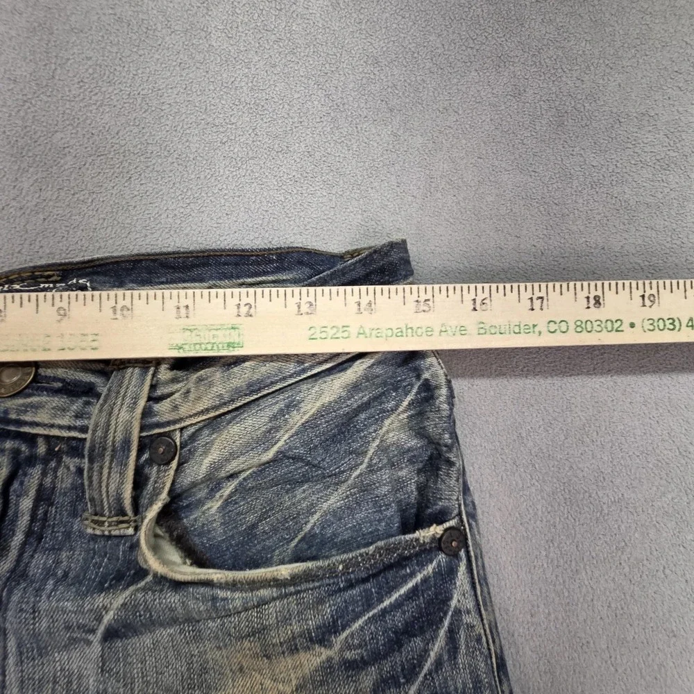Levis Jeans Mens Blue Slim Straight Thrashed Patched Washed Out Fits 29x32